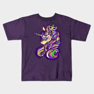 Mardi Gras Unicorn Kids T-Shirt